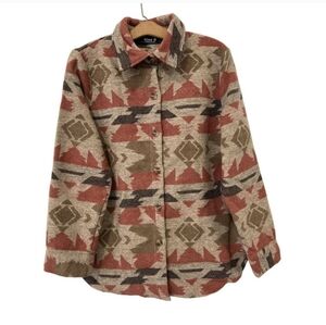 Aztec Shacket Shirt Jacket Sz.M Taupe Sienna Western